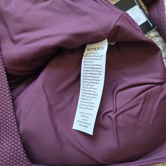 Spanx Pique Longline Flounce Bikini Top Womens M Mulberry - Picture 4 of 8